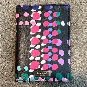 Kate Spade Black Passport holder with Pink and Purple Dots